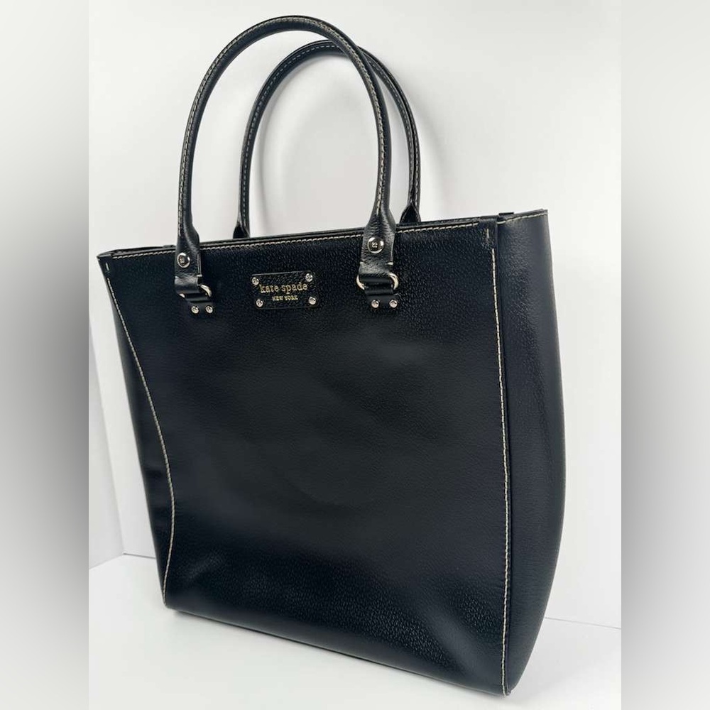 Kate Spade Wellesley Queen Boarskin Large Black Leather Tote Bag - Picture 7 of 11